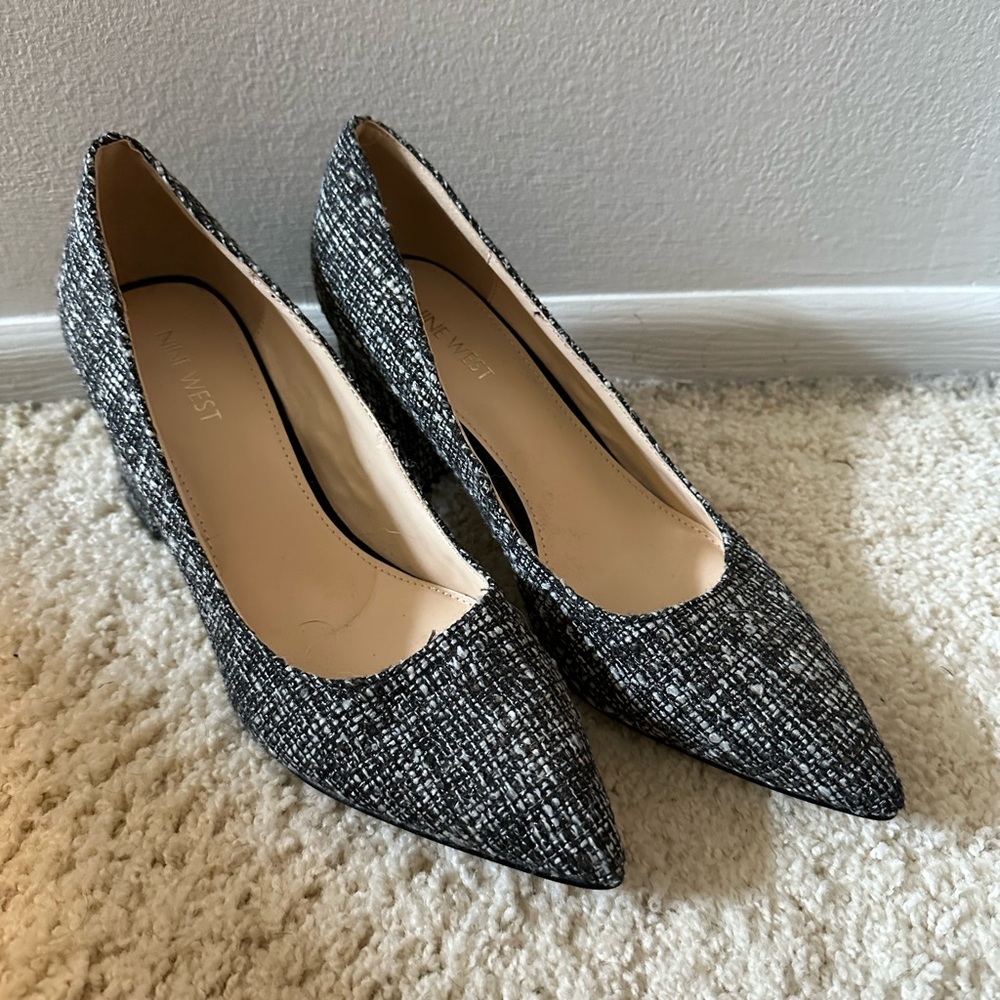 Nine West Tweed Block Heel Pumps